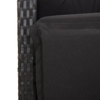 Tuinstoelen 2 st verstelbaar met voetensteun poly rattan zwart