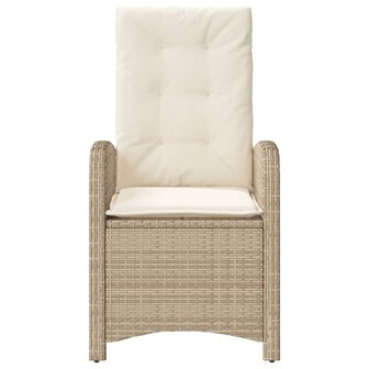 Tuinstoelen 2 st verstelbaar met kussens poly rattan beige