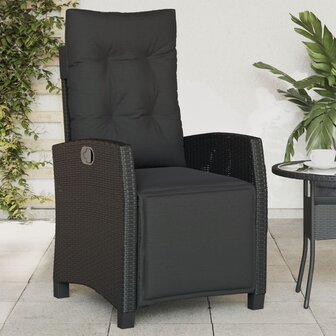 Tuinstoelen 2 st verstelbaar met voetensteun poly rattan zwart