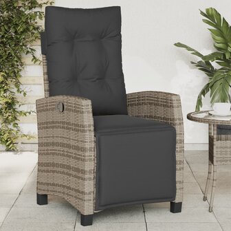 Tuinstoelen 2 st verstelbaar met voetensteun poly rattan grijs
