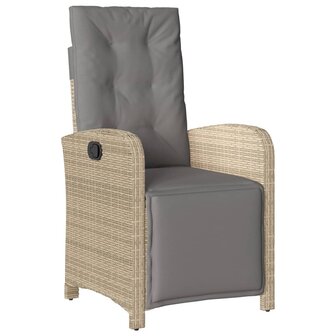 Tuinstoelen 2 st verstelbaar voetensteun poly rattan beige mix
