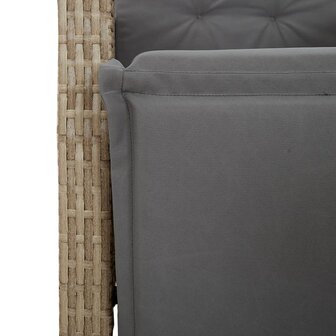 Tuinstoelen 2 st verstelbaar voetensteun poly rattan beige mix