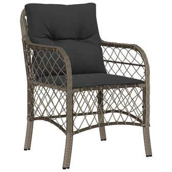 Tuinstoelen 2 st met kussens poly rattan grijs