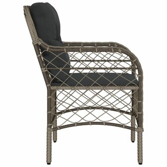 Tuinstoelen 2 st met kussens poly rattan grijs