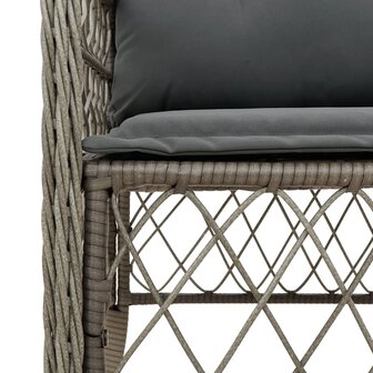 Tuinstoelen 2 st met kussens poly rattan grijs