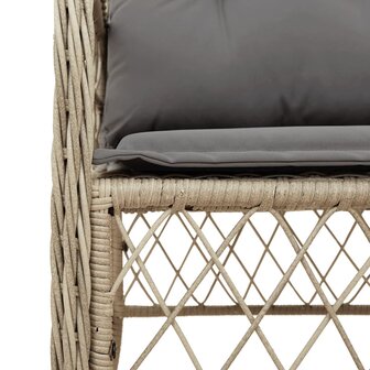 Tuinstoelen 2 st met kussens poly rattan gemengd beige