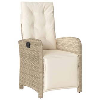 Tuinstoelen 2 st verstelbaar met voetensteun poly rattan beige