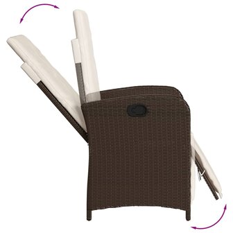 Tuinstoelen 2 st verstelbaar met voetensteun poly rattan bruin