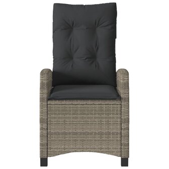 Tuinstoelen 2 st verstelbaar met kussens poly rattan grijs