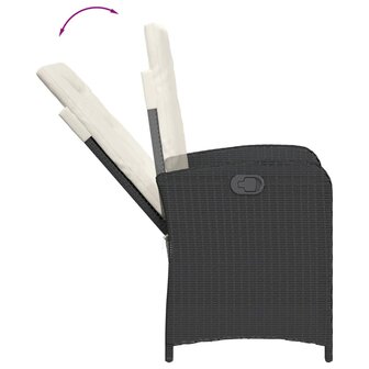 Tuinstoelen 2 st verstelbaar met kussens poly rattan zwart