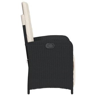 Tuinstoelen 2 st verstelbaar met voetensteun poly rattan zwart