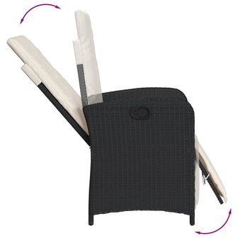 Tuinstoelen 2 st verstelbaar met voetensteun poly rattan zwart