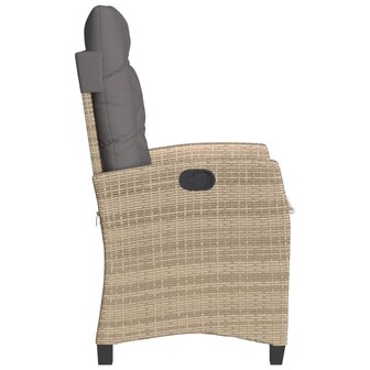 Tuinstoelen 2 st verstelbaar kussens poly rattan gemengd beige