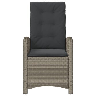 Tuinstoelen 2 st verstelbaar met kussens poly rattan grijs