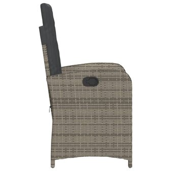 Tuinstoelen 2 st verstelbaar met kussens poly rattan grijs