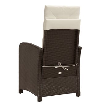 Tuinstoelen 2 st verstelbaar met voetensteun poly rattan bruin