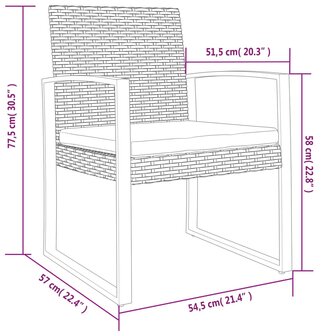 Tuinstoelen 2 st polypropeen rattan donkergrijs