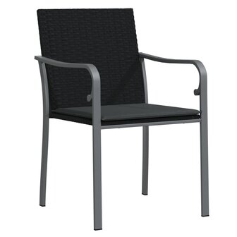 Tuinstoelen 4 st met kussens 56x59x84 cm poly rattan zwart