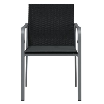 Tuinstoelen 4 st met kussens 56x59x84 cm poly rattan zwart