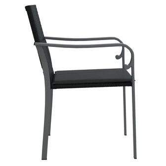 Tuinstoelen 4 st met kussens 56x59x84 cm poly rattan zwart