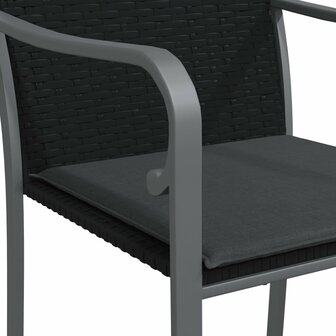 Tuinstoelen 4 st met kussens 56x59x84 cm poly rattan zwart