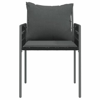 Tuinstoelen 4 st met kussens 54x61x83 cm poly rattan zwart