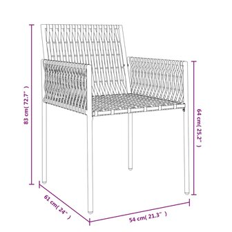 Tuinstoelen 4 st met kussens 54x61x83 cm poly rattan zwart