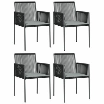 Tuinstoelen 4 st met kussens 54x60,5x83,5 cm poly rattan zwart
