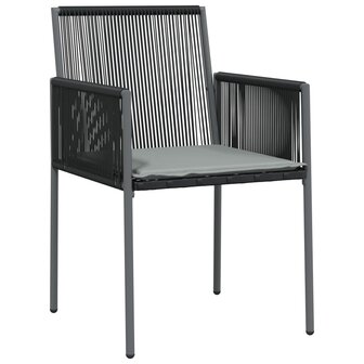 Tuinstoelen 4 st met kussens 54x60,5x83,5 cm poly rattan zwart