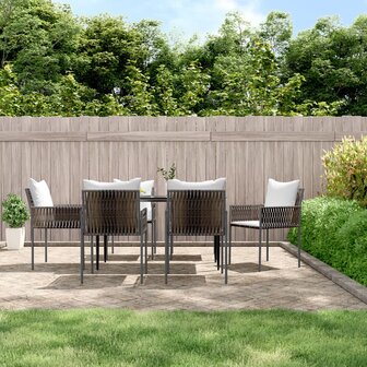 Tuinstoelen 6 st met kussens 54x61x83 cm poly rattan bruin