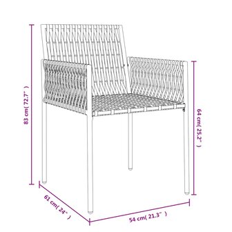 Tuinstoelen 6 st met kussens 54x61x83 cm poly rattan bruin