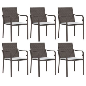 Tuinstoelen 6 st met kussens 56x59x84 cm poly rattan bruin