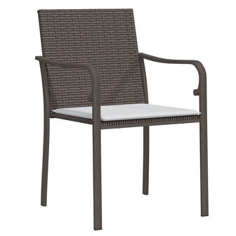 Tuinstoelen 6 st met kussens 56x59x84 cm poly rattan bruin