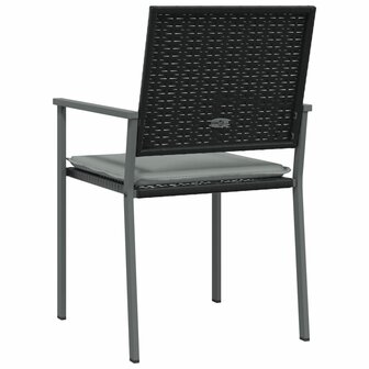 Tuinstoelen 2 st met kussens 54x62,5x89 cm poly rattan zwart