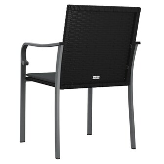Tuinstoelen 2 st met kussens 56x59x84 cm poly rattan zwart