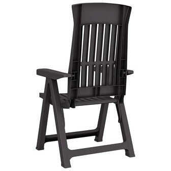 Tuinstoelen 2 st verstelbaar PP antracietkleurig