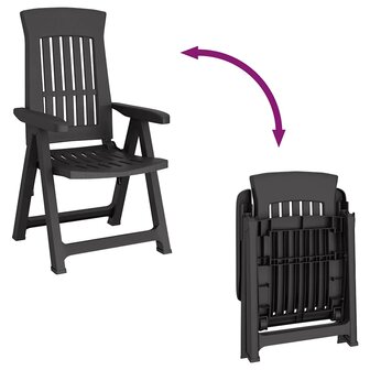 Tuinstoelen 2 st verstelbaar PP antracietkleurig