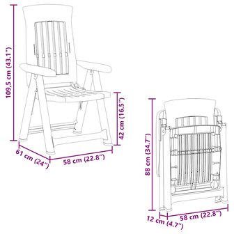 Tuinstoelen 2 st verstelbaar PP antracietkleurig