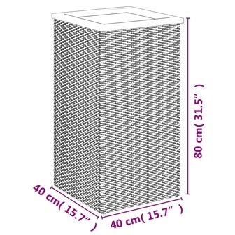 Plantenbak 40x40x80 cm poly rattan zwart