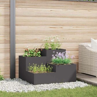 Tuin Bloempot Zwart 80 x 80 x 60 cm Staal