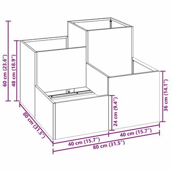 Tuin Bloempot Zwart 80 x 80 x 60 cm Staal