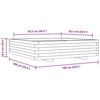 Plantenbak 100x100x26,5 cm ge&iuml;mpregneerd grenenhout