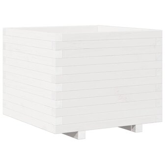 Plantenbak 60x60x49,5 cm massief grenenhout wit