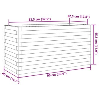 Plantenbak 90x40x45,5 cm massief grenenhout wit