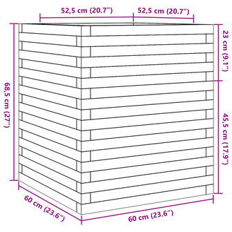 Plantenbak 60x60x68,5 cm massief grenenhout wasbruin