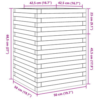 Plantenbak 50x50x68,5 cm massief grenenhout