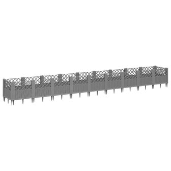Plantenbak met pinnen 363,5x43,5x43,5 cm polypropeen lichtgrijs