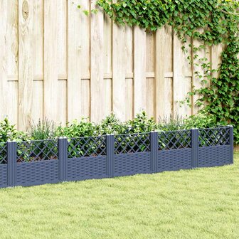 Plantenbak met pinnen 363,5x43,5x43,5 cm polypropeen blauwgrijs