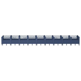 Plantenbak met pinnen 363,5x43,5x43,5 cm polypropeen blauwgrijs