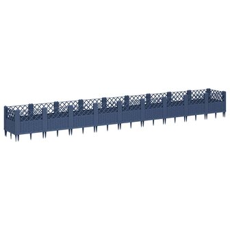 Plantenbak met pinnen 363,5x43,5x43,5 cm polypropeen blauwgrijs